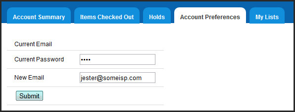 Opac MyAccount AccountPreferences PersonalInformation Email New-Submit.png